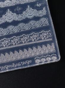 1 pieza Molde de encaje con estampado para arte de uñas, herramienta de molde de silicona con estilo bohemio para uñas DIY de gel UV - transparente - Ver 5