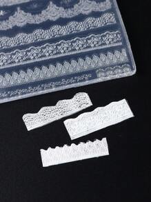 1 pieza Molde de encaje con estampado para arte de uñas, herramienta de molde de silicona con estilo bohemio para uñas DIY de gel UV - transparente - Ver 2