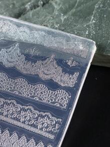 1 pieza Molde de encaje con estampado para arte de uñas, herramienta de molde de silicona con estilo bohemio para uñas DIY de gel UV - transparente - Ver 4