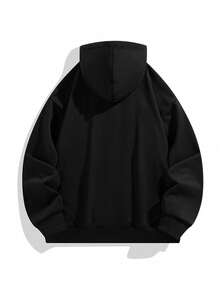 1 Miếng Nam Đen áo có mũ Màu thuần Điền kinh Áo nỉ Đối với Mùa thu đông - màu đen - Xem 2