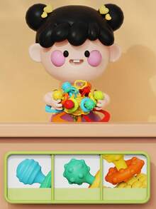 1pc Color & Style Random Infant Soft Rubber Squeeze Ball For Teething & Early Education, Fun & Exercise Finger Strength Training Toy - Multicolor - View 6