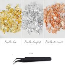 4 件裝金屬箔膠帶鑷子和 3 件箔紙(金/銅/銀)適用於美甲/化妝/繪畫/diy 工藝品和家居裝飾 - 彩色 - 查看 2