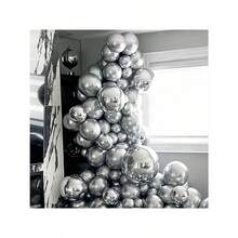97pcs Silver Balloons And 4d Balloons Suitable For Festival, Home Parties, Any Celebration Scene, Including Glue Dots And Balloon Chain - Silver - View 6