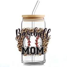 1pc American Football UV DTF Cup Wraps Decals Transfer Printing Waterproof Self-adhesive Stickers For Mug Water Bottle Cup, DTF Transfer Sticker For 16 OZ Glass Can Wrap, 3d Crystal Label Waterproof And Scratch Resistant, DIY WrapTransfer Sticker Fashion Women Decals DIY Crafts- - Multicolor - View 1