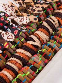 70pcs Children's Basic Coffee Color Hair Ties Set, Suitable For Daily Use (packed In Opp Bag)