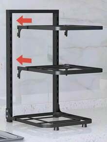 Organizador de ollas y sartenes para debajo del gabinete, organizador de ollas y sartenes, organizador de ollas y sartenes, soporte para ollas - Negro - Ver 3