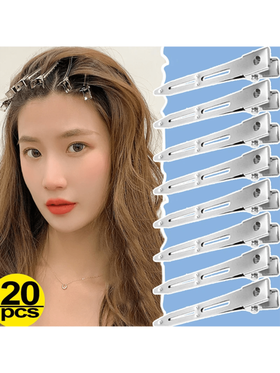 1/5/20/40pcs 5.5cm Professional Metal Hair Root Fluffy Clips, Silver Salon Alligator Hairpin Clamps For Styling & Volumizing, DIY Hair Accessories