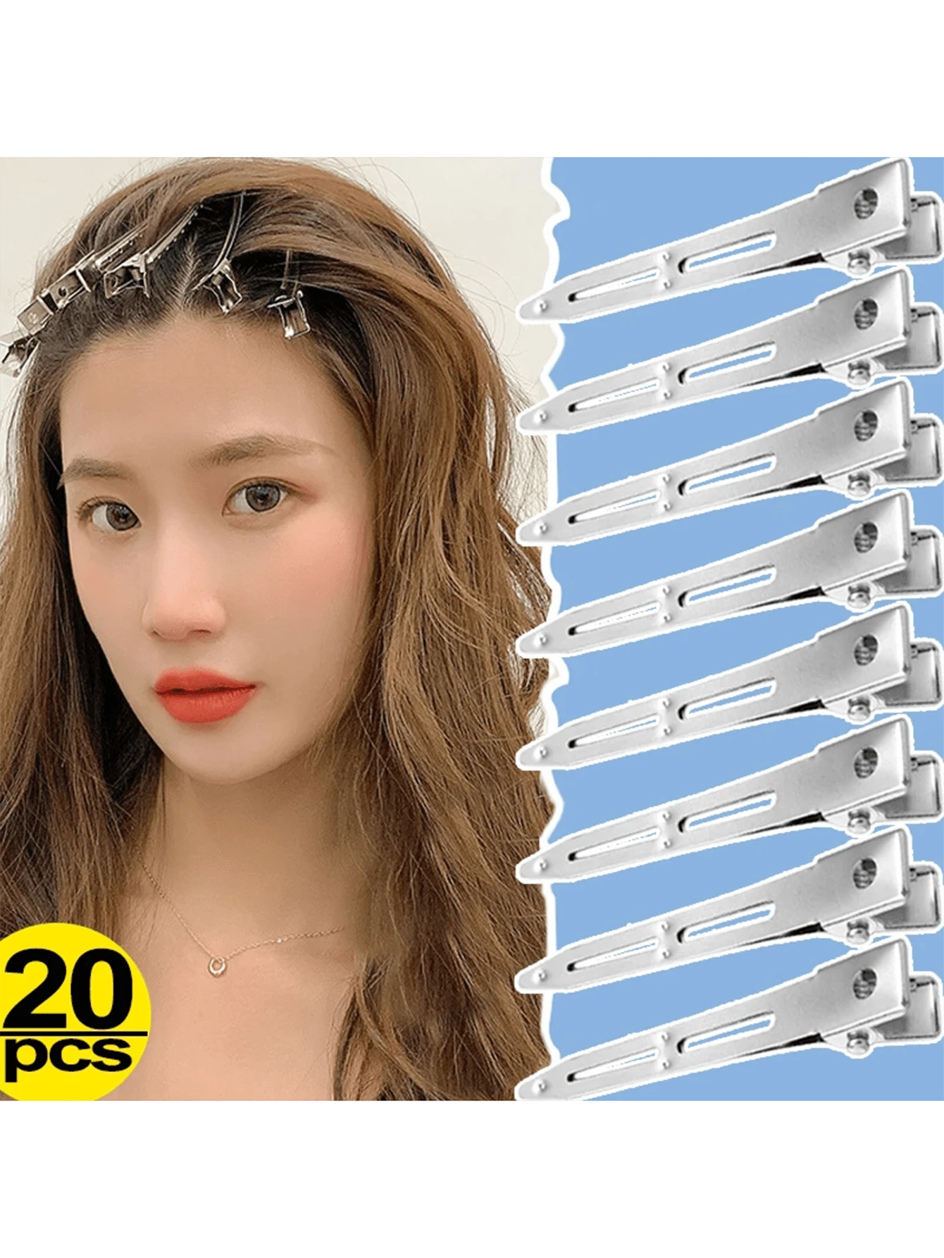 1/5/20/40 piezas Pinzas de metal profesionales de 5.5 cm para volumen de raíz del cabello, pinzas de cocodrilo plateadas de salón para peinado y volumen, accesorios de cabello DIY