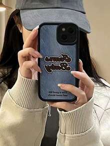 1pc Black High Bamboo Material-Cool English Cowgirl Style Mobile Phone Case Compatible With IPhone - Multicolor - View 1
