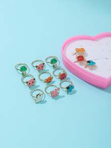 12枚可調式兒童卡通戒指(款式隨機) - 彩色 - 查看 5