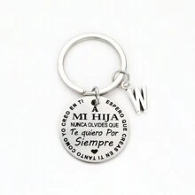 1 件字母图案圆形吊饰钥匙扣情人节 - 銀色 - 查看 19