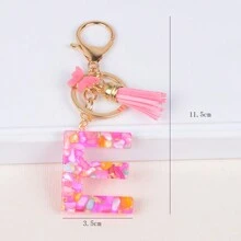 新的流蘇蝴蝶英文字母鑰匙扣女孩樹脂壓克力袋配飾掛飾 - 彩色 - 查看 15