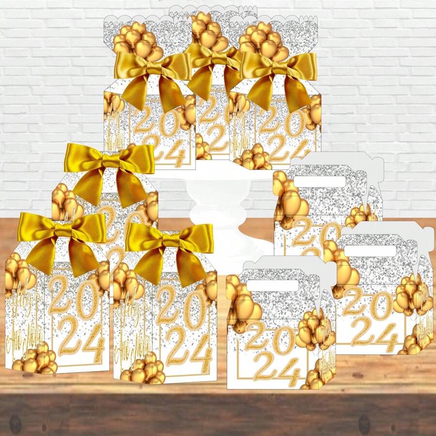 Kit 30 Caixinhas Ano Novo 2024 Lembrancinhas Decoração Ano Novo Festa Final de Ano - Prata - Visão 1