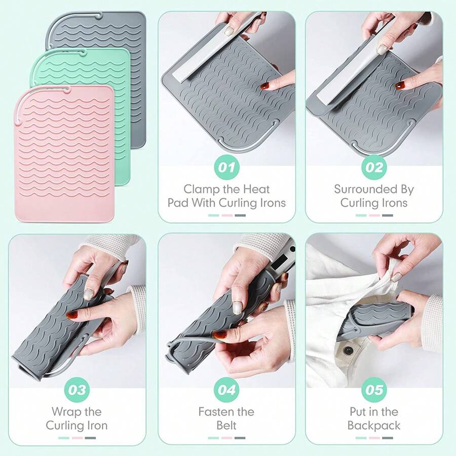 1pc Hot Styling Tool Mat, Heat Resistant Silicone Mat For Hair