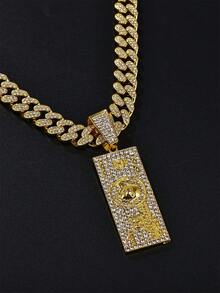 Exquisite Realistic Credit Card Bank Card Pendant Necklace, Suitable For Men And Women, All Seasons, All Ages, Best Gift, Unique Design Accessory, Silver/Gold Zinc Alloy Chain, Firmly Fixed, Street Punk Style, Eye-Catching Hip-Hop & Fashionable Jewelry Set - Yellow Gold - View 2