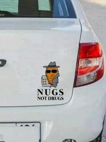 1pc Funny Chicken Nuggets Cartoon Vinyl Sticker For Car, Computer, Wall - Multicolor - View 3