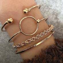 4入組圓環扭曲紋路手鐲,金色風格,男女皆宜 - 手鐲 - 查看 1