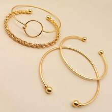 4入組圓環扭曲紋路手鐲,金色風格,男女皆宜 - 手鐲 - 查看 3