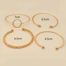 4入組圓環扭曲紋路手鐲,金色風格,男女皆宜 - 手鐲 - 查看 5