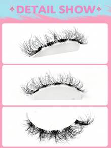Asiteo 7 Pairs 3D Transparent False Eyelashes With Natural Soft Faux Mink Lashes, Fluffy Criss-Cross Curly Cat Eye Fake Eyelashes - 黑色 - 查看 6