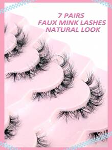 Asiteo 7 Pairs 3D Transparent False Eyelashes With Natural Soft Faux Mink Lashes, Fluffy Criss-Cross Curly Cat Eye Fake Eyelashes - 黑色 - 查看 5