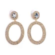 Fashionable Alloy Geometric Earrings With Rhinestone Detail, Palace Style, Unique Ear Accessory For Women - Gold - View 10