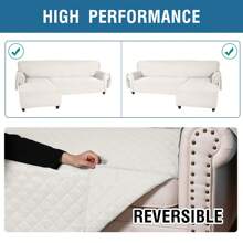 MIFXIN Sectional Couch Cover 1 Piece Reversible Waterproof L-Shaped Sofa Cover Chaise Lounge Couch Furniture Protector Slipcover For Pet Dogs Cats With Elastic Straps - trắng - Xem 2