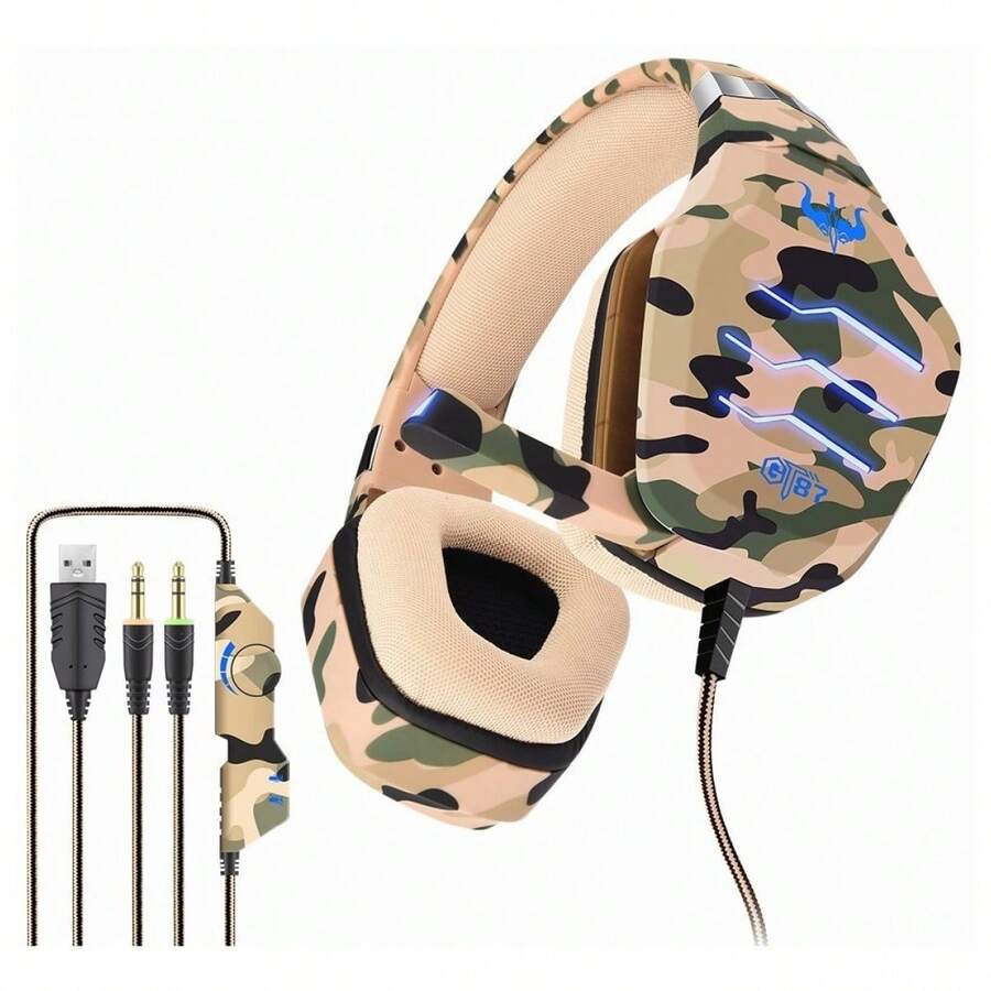 Pop Shope Gt87 Gamer Headphones With Microphone Led Light - Yellow - View 1