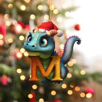 Dragón Navideño Con Sombrero De Santa, Adorno Decorativo De Acrílico Plano Colgante Para Árbol De Navidad, Decoración De Auto Y Hogar, Regalo