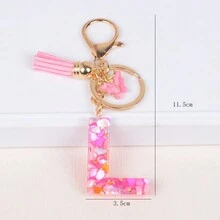 新的流蘇蝴蝶英文字母鑰匙扣女孩樹脂壓克力袋配飾掛飾 - 彩色 - 查看 35