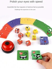 1 Juego de 41 piezas de bloques de construcción de rompecabezas con expresiones faciales cambiantes de emociones, juego de escritorio para educación Montessori, para dos jugadores y como regalo