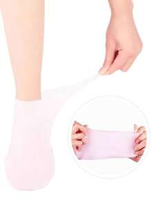 1對白色柔軟矽膠保濕袜子和手套,適用於腳和手部皮膚保濕和預防龜裂,軟化胼胝,踵裂腳罩沙灘襪腳部保護器 - 白色 - 查看 4