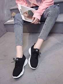 Tenis Deportivos Con Suela Blanda Transpirable Para Mujer - Negro - Ver 8