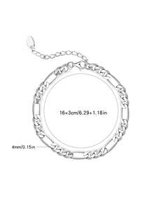 925純銀義大利figaro手鍊,可調節佩戴,適用於女孩或男孩日常穿戴,送給女友或朋友的禮物 - 4mm - 查看 6