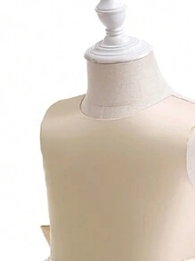 Tween Girl Elegant Faux Pearl Bow Tulle Dress, Suitable For Wedding, Prom, Birthday Party, Graduation, Summer - Champagne - View 6