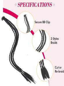 假发辫女三股辫接发片自然油炸面团扭辫时尚个性化水滴夹辫 - 黑色 - 查看 5