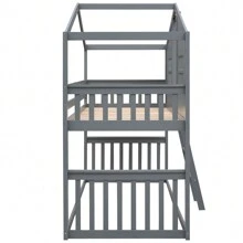 Nestfair Twin Over Twin House Bunk Bed With Ladder