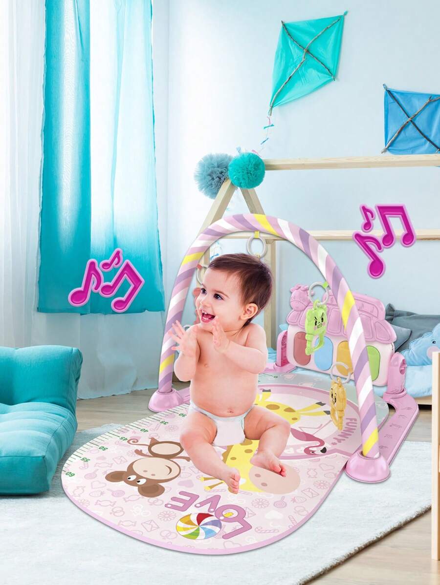 Ele-Gate Baby Toy Gym Rug Mat Musical Foot Piano Stimulating Educational Game For Babies - Pink - View 1