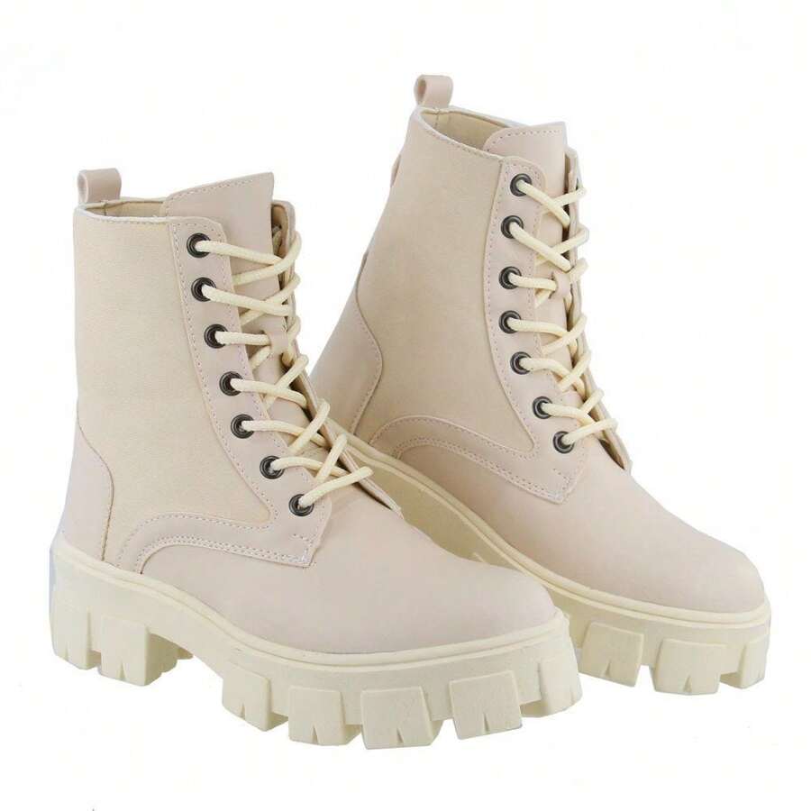 Women Pant Boots - 米色 - 查看 1