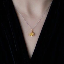 British Style Pure Silver S925 Beautiful & Romantic Realistic Bluebell Flower Pendant, Silver - Silver - View 5