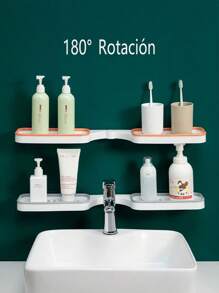 Toilet Washing Table Punch-Free Corner Shelf Sticks With Wall-Mounted Bathroom Multifunctional Rotating Folding Storage Rack - Orange - View 4