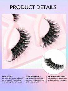 Asiteo 5对卡通风格3D自然透明假睫毛，蓬松柔软交叉猫眼睫毛，精致自然睫毛嫁接，化妆假睫毛 - 眼尾拉長款 - 查看 5