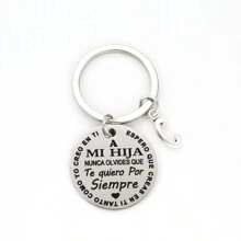 1 件字母图案圆形吊饰钥匙扣情人节 - 銀色 - 查看 13