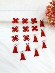 16pcs/set Chinese Knot Red Nail Art Decorations - Red - View 2