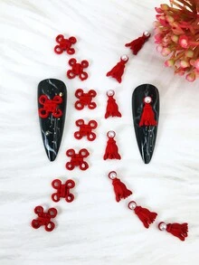 16pcs/set Chinese Knot Red Nail Art Decorations - Red - View 6