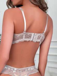 Women's Sexy Bow Decor Lace Bra, Lingerie - Khaki - View 2
