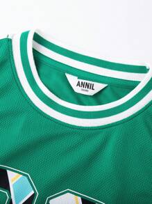 Annil Boys' Summer Round Neck Sleeveless Loose Fitting Sports Tank Top Shorts Two Pieces Set Green
