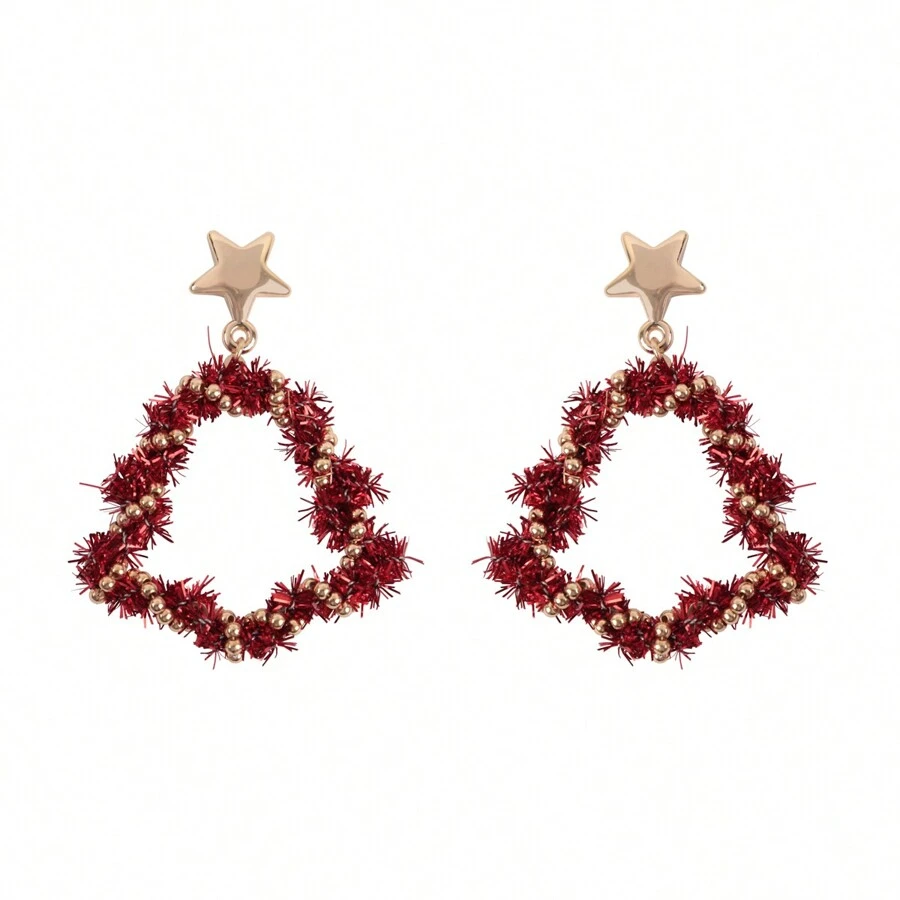 Christmas Earrings - Red - View 1