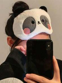 1pc Children's Plush Cartoon Eye Mask With Ice Pack, Light Blocking For Kids' Night Sleep And Fatigue Relief, Outdoors - Green - View 2