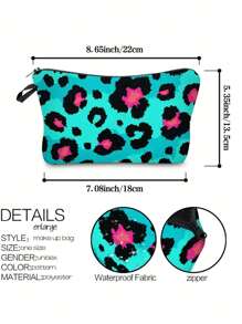 1個大容量便攜式豹紋數位印花化妝包女士收納洗手包旅行護膚洗漱包大容量化妝包（綠色）女士禮物女生禮物女朋友禮物 - 綠色 - 查看 2